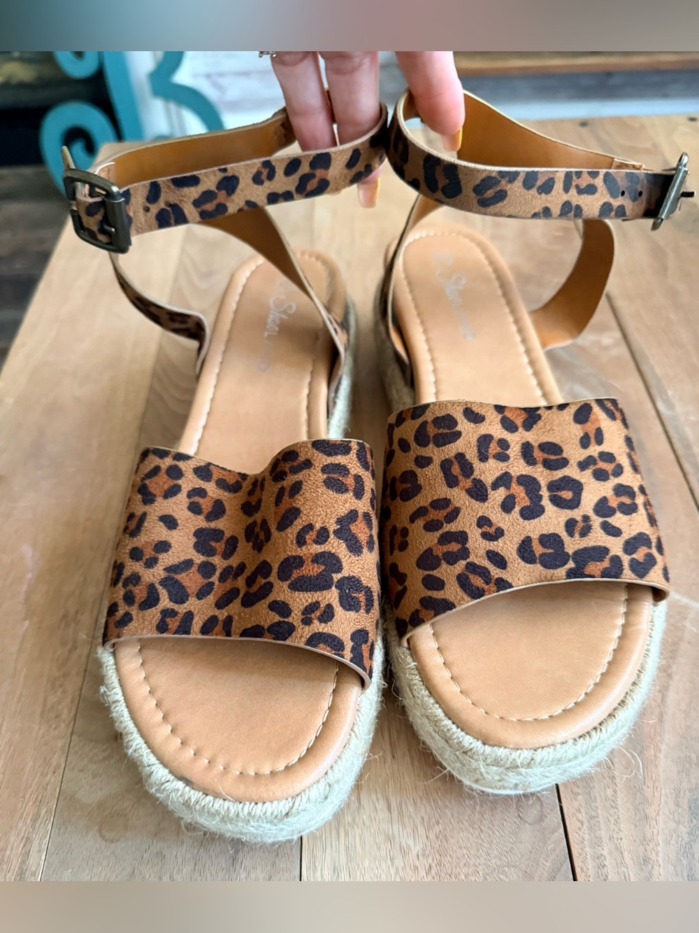 Leopard Print Ankle-Strap Espadrille Sandals - Brown